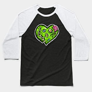 Zombie Heart Tooth Brain Green Valentines Day Baseball T-Shirt